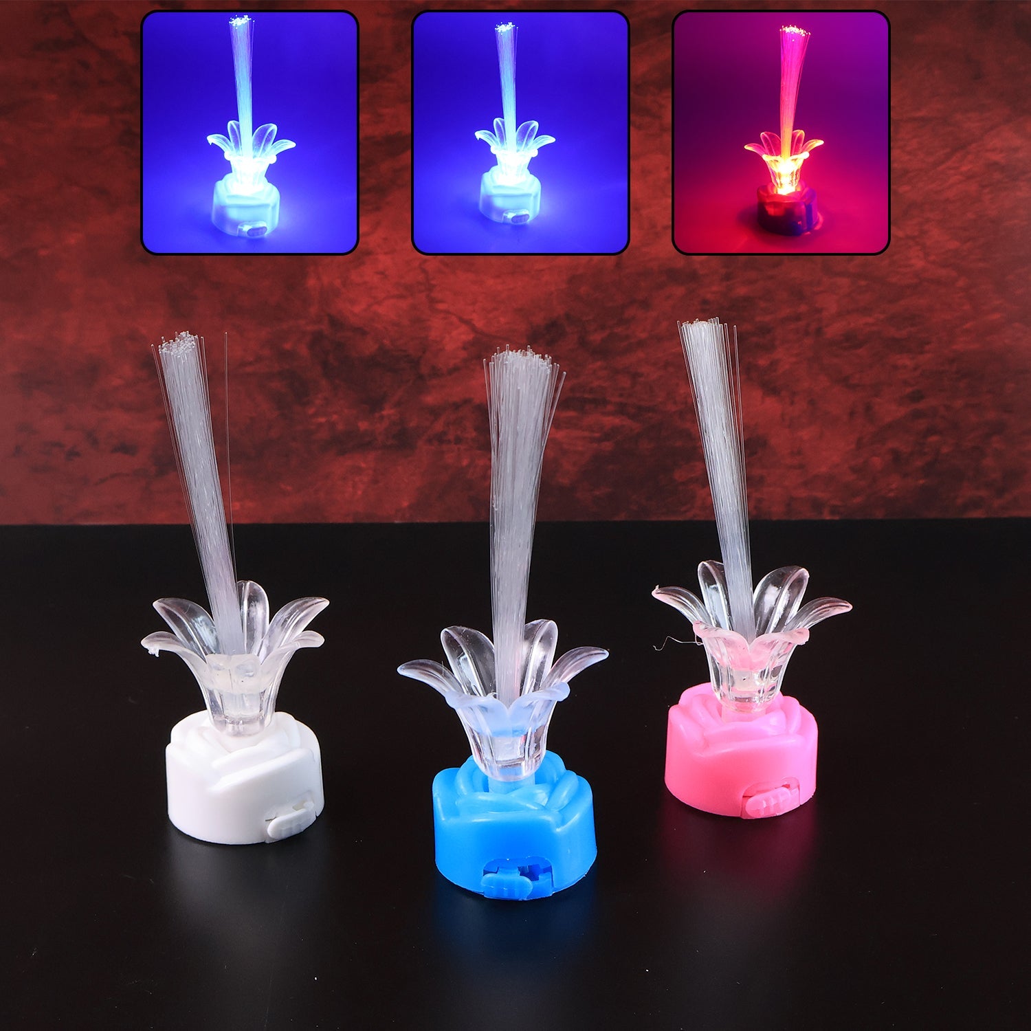 Multi-color Led Fiber Optic Flower Night Lamps (Mix Color  3 Pc) Wukusy