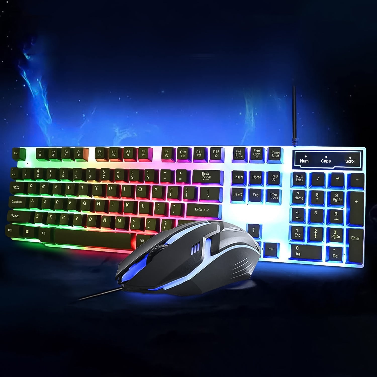 104 Key Colorful Lighting Keyboard Mouse Set (2 Pc Set) Wukusy