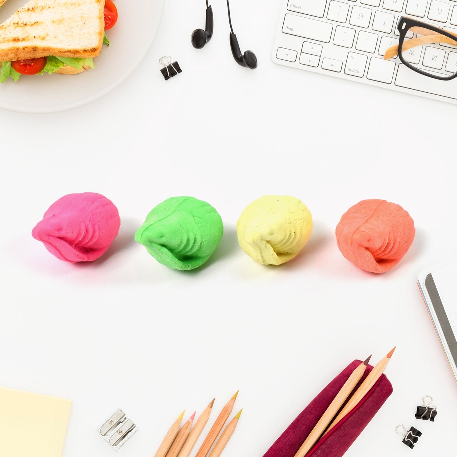 Shankh Shape Eraser Rubber (1 Pc  Mix Colour  Design) Wukusy