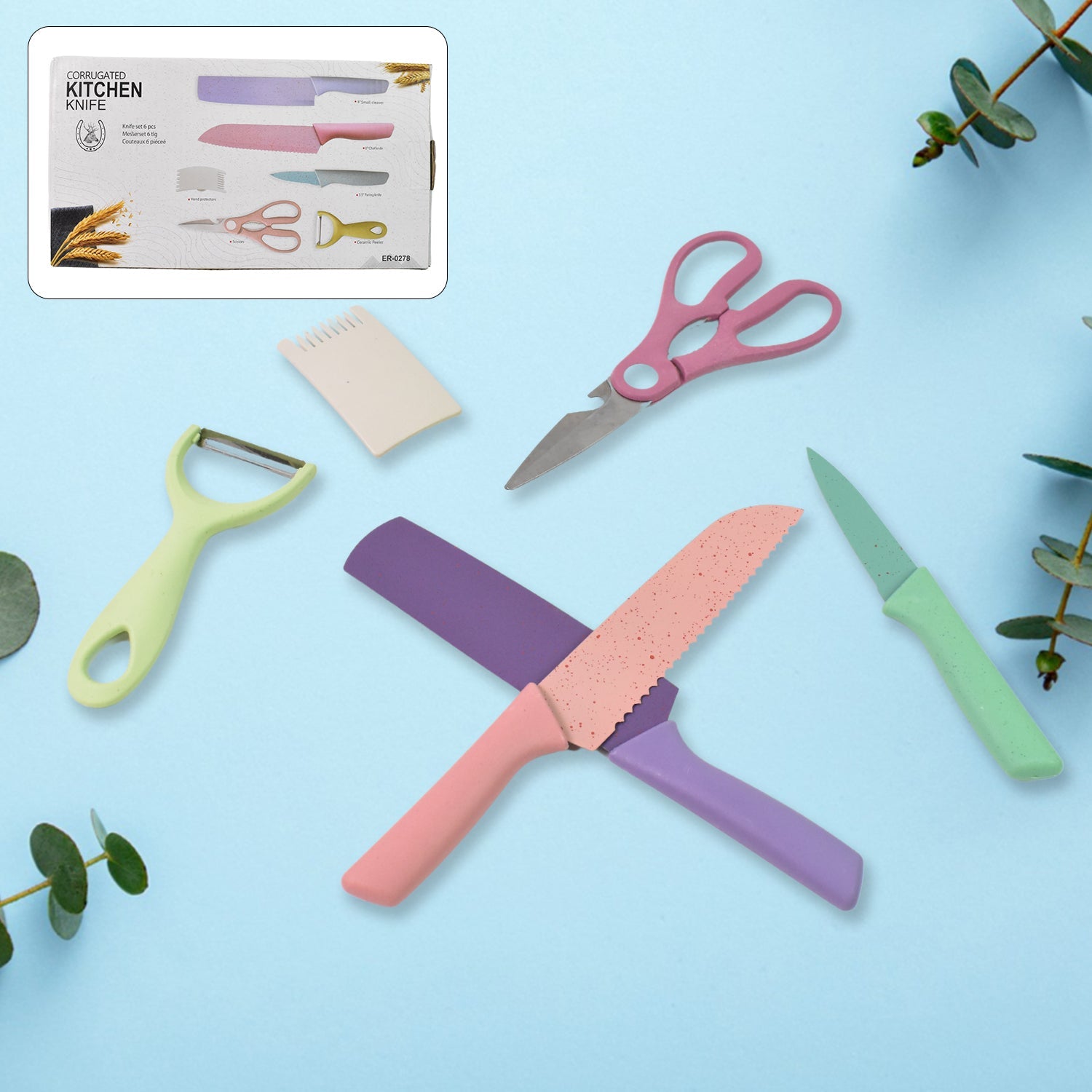 Professional Colorful Kitchen Knives Set (6 Pcs Set) Wukusy