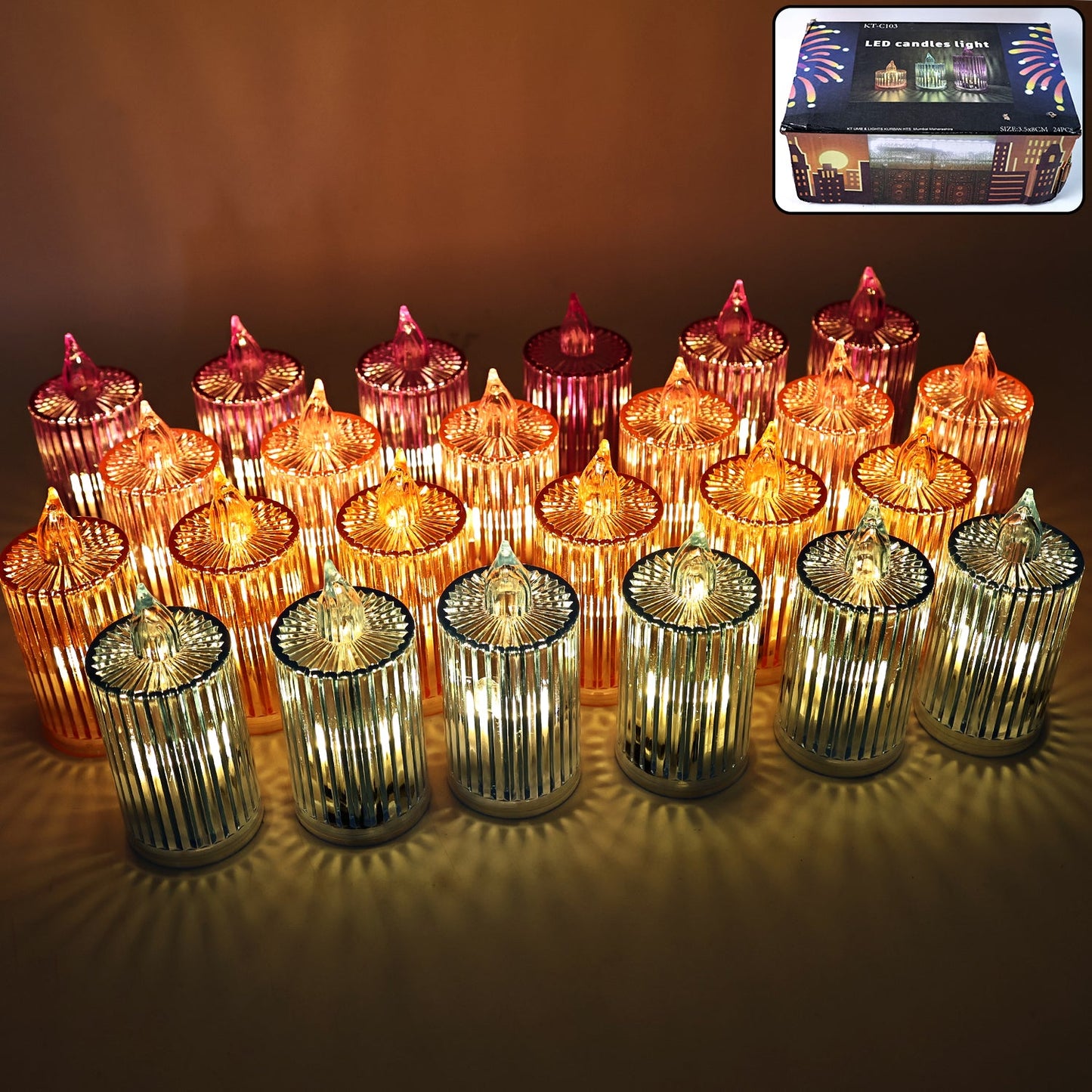 Decorative Flameless Electronic Led Candle Light Set (24 Pc) Wukusy