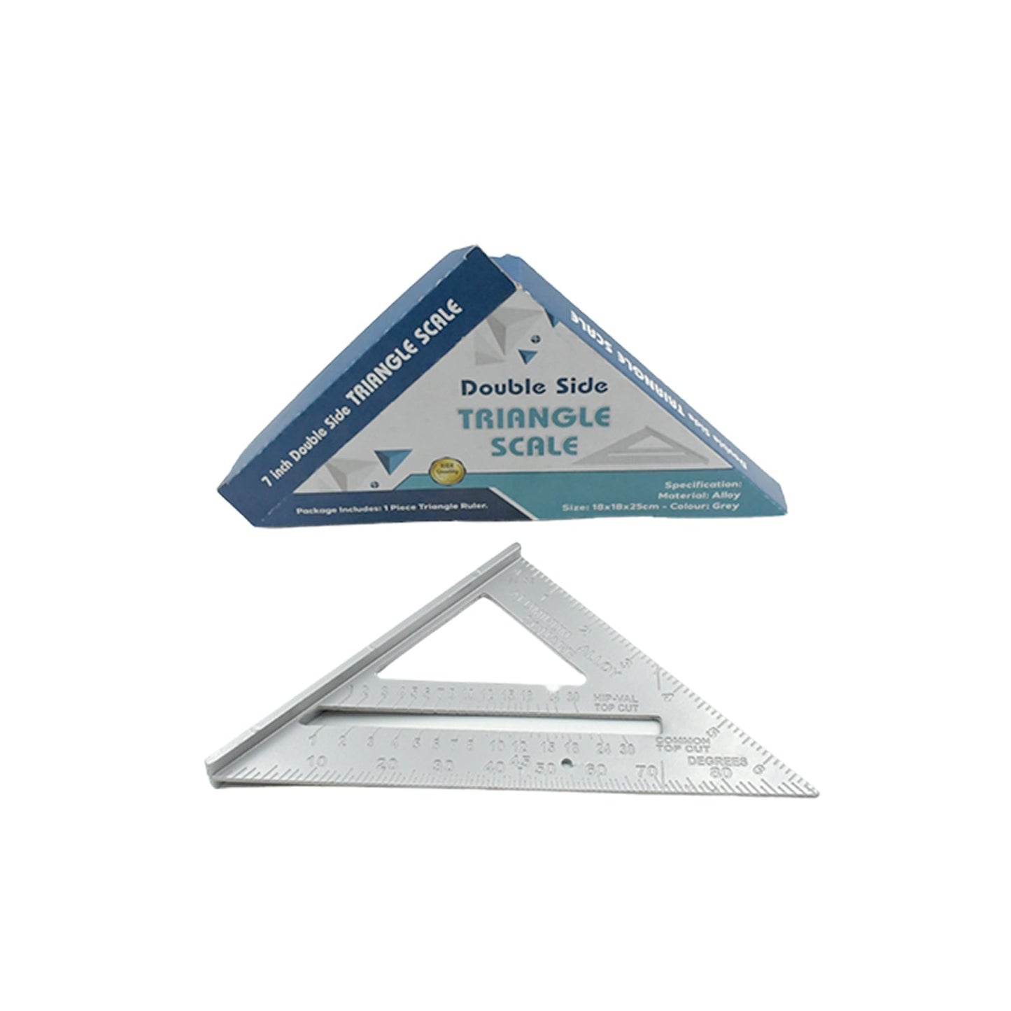 Double Side Scale Triangle Measurement Hand Tool 45 Degree Triangle Ruler Home For Industry Aluminum Alloy Rafter Square 7-inch Length Wukusy