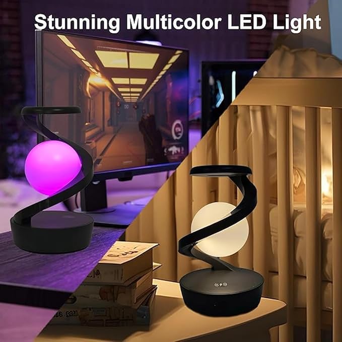 Brienstripe Spiral Rotating Desk Lamp | RGB Spiral Rotating Moon Lamp | Rechargeable Table Lamp | Multicolor LED Levitating Night Light | 3D Visual Levitation Ball 360° Spiral Rotating Desk Lamp. Howzhat