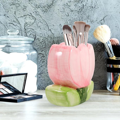 VILLCASE Tulip Pen Holder, Cute Pencil Stand Case Pencil Cups Makeup Brush Holder Desk Organizer Small Stationery Organizer for Home Office