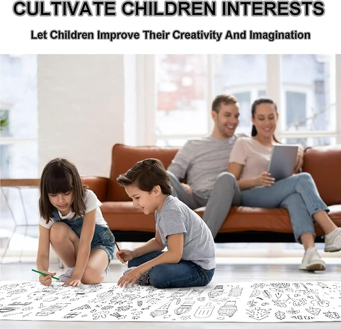 Y MOX Kids Drawing Paper Roll – 30 x 300 cm Large Coloring Poster for Toddlers & Children | Fun Art Paper Roll for Doodling, Painting & Crafting | Ideal Birthday Gift for Boys & Girls (Wall Not Sticky) Howzhat