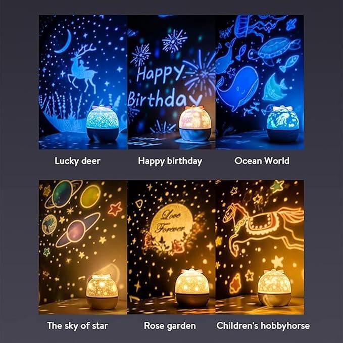 TUPERMAR Kids Night Light Projector | Rotating Star Projector | Kids Bunny Projector Lamp | Rabbit Night Light Lamp | Star Projector with 360° Rotation Ceiling Light Projector (1) Howzhat