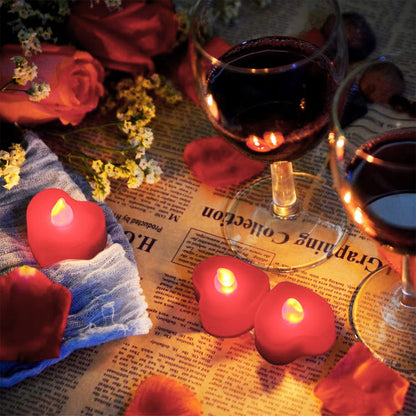 Heart Shape Led Flameless Decorative Candles (6 Pc  Set)