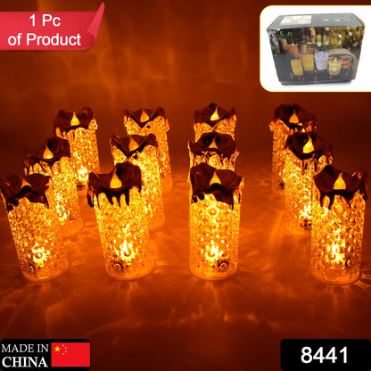 8441 Gold Flameless Candles Led Light Flameless And Smokeless Decorative Candles Led Tea Light Candle Perfect For Gifting Home Diwaliwedding Christmas Crystal Candle Lights Table Decorations (12 Pc Moq) Wukusy
