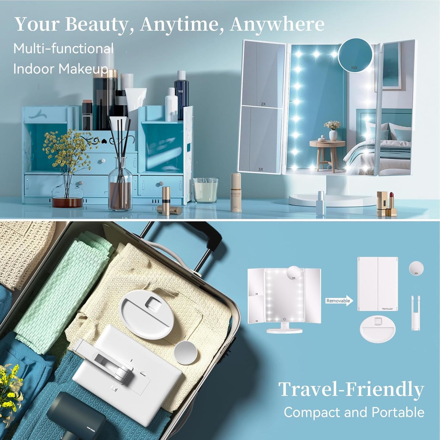 HAMSWAN Lighted Vanity Makeup Mirror Howzhat