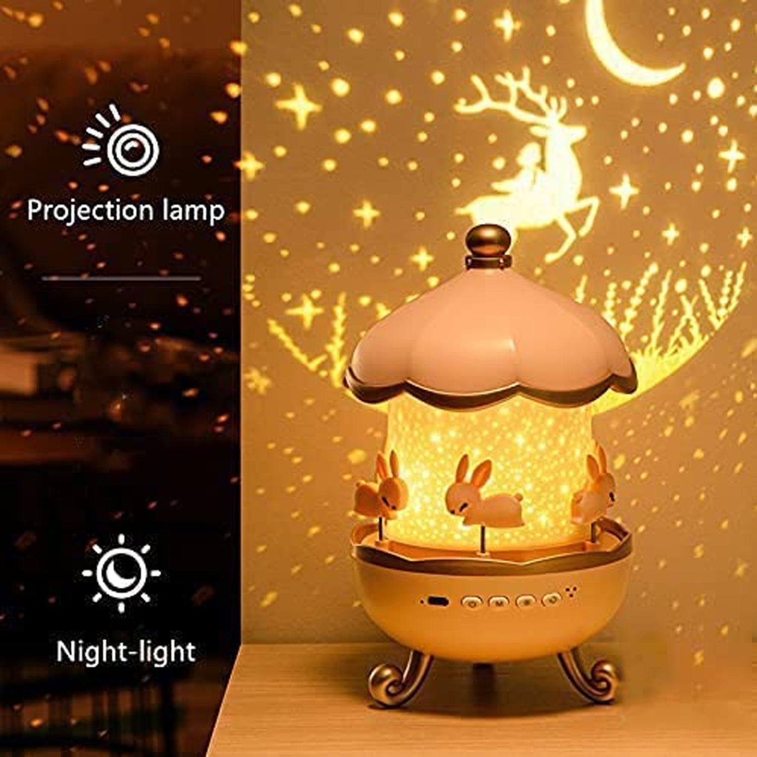 Bunnys Carousel Rotating Led Night Light Wukusy