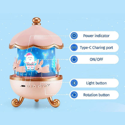 Bunnys Carousel Rotating Led Night Light Wukusy