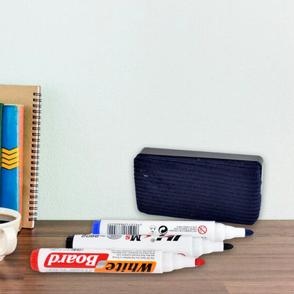Whiteboard Marker Set (Blue Black Red) With Board Duster - Pack Of 4 Wukusy