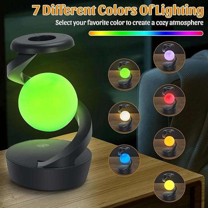 Brienstripe Spiral Rotating Desk Lamp | RGB Spiral Rotating Moon Lamp | Rechargeable Table Lamp | Multicolor LED Levitating Night Light | 3D Visual Levitation Ball 360° Spiral Rotating Desk Lamp. Howzhat