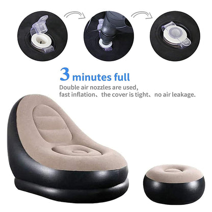 8062 Inflatable Sofa Lounge Chair Ottoman Blow Up Chaise Lounge Air Sofa Indoor Flocking Leisure Couch For Home Office Rest Inflated Recliners Portable Deck Chair For Outdoor Travel Camping Picnic. Wukusy