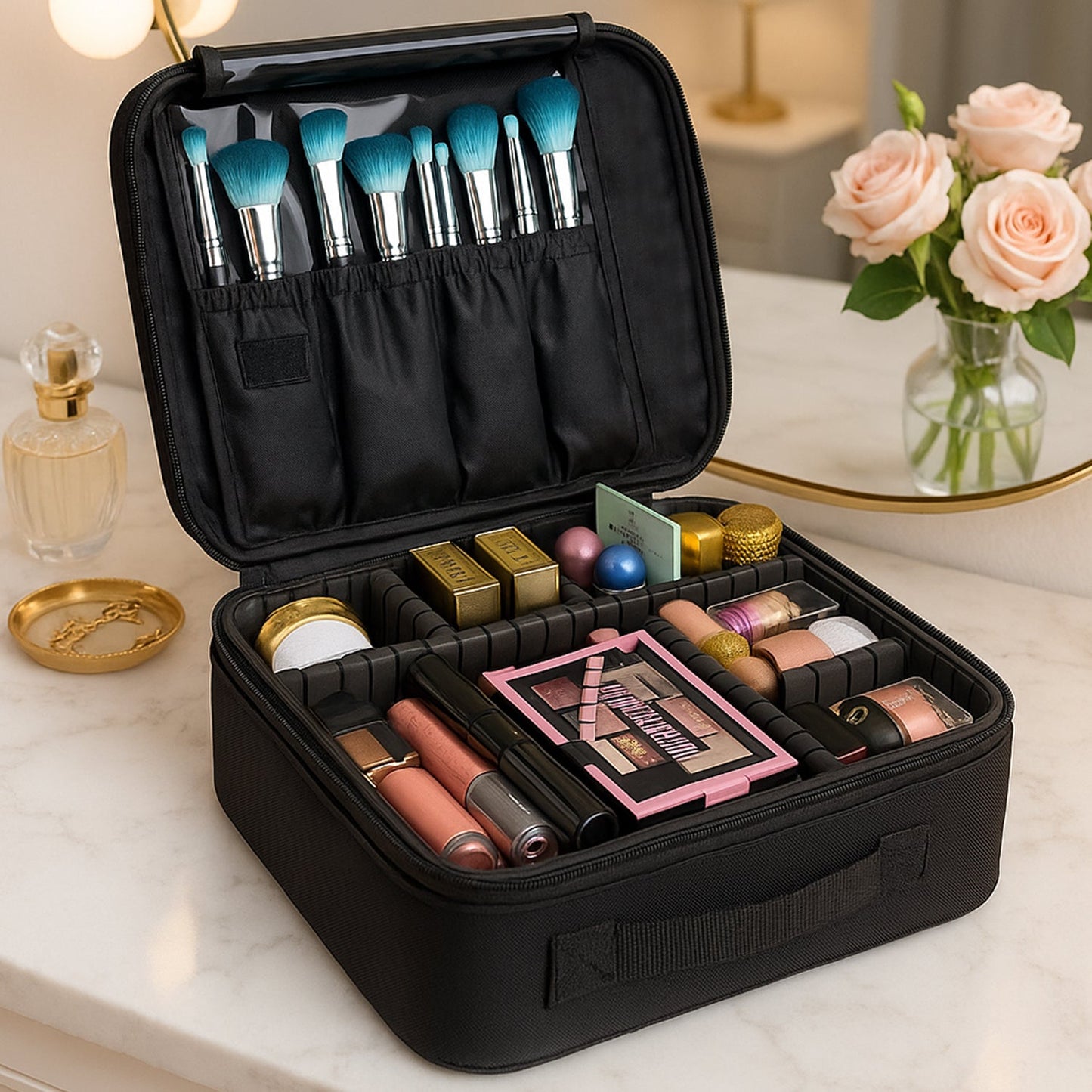 Black Premium Led Light Makeup Organizer Box (1 Pc) Wukusy