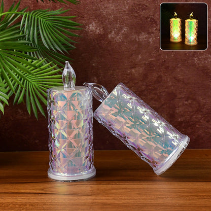 Decorative Led Candle Lights With Holographic Finish (2 Pc  Set) Wukusy