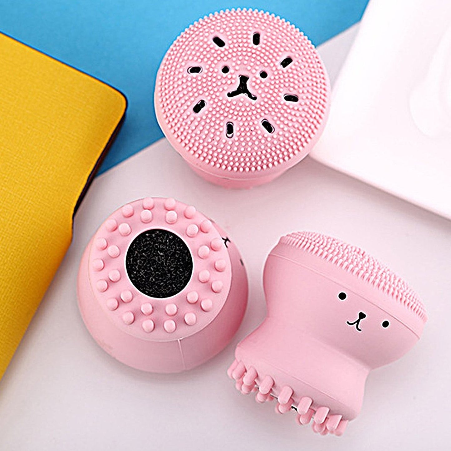 1671 Facial Cleansing Brushes Cute Octopus Shape Silicone Face Scrubber Massager Skincare Tool (1pc) Wukusy