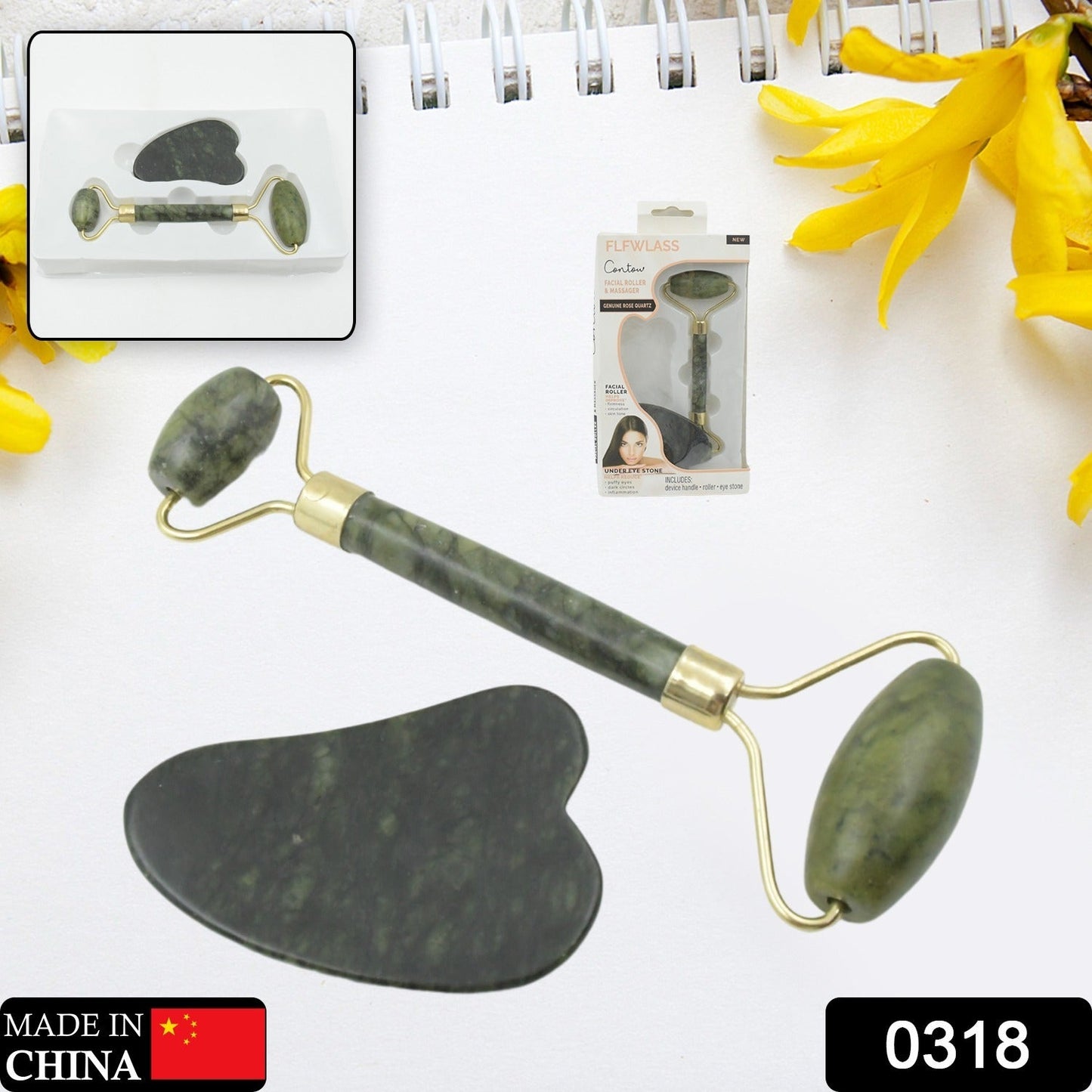 Gua Sha Stone And Anti Aging Jade Roller Massager For Face Massage Natural Face Skincare Massager  Face Roller Massager For Women  Face Shaper Jade Roller And Gua Sha Set For Glowing Skin Wukusy