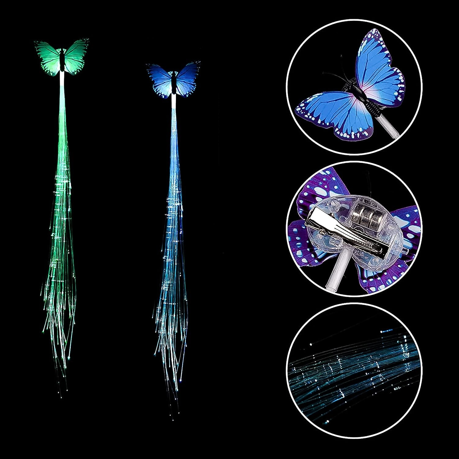 Led Butterfly Hair Braid Clip (Mix Color 1 Pc) Wukusy