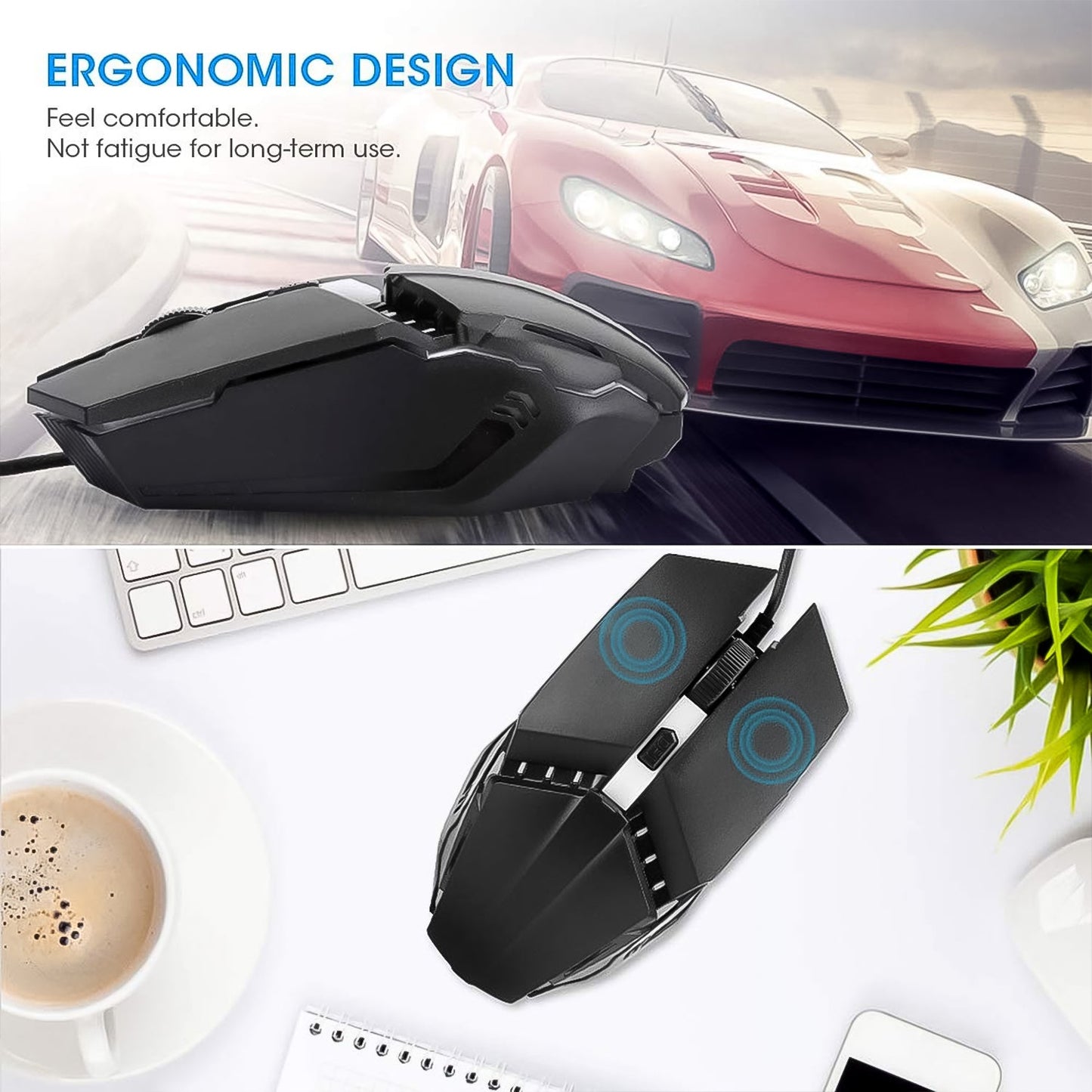 Usb Wired Mouse Ergonomic Design Gaming Mouse (1 Pc) Wukusy