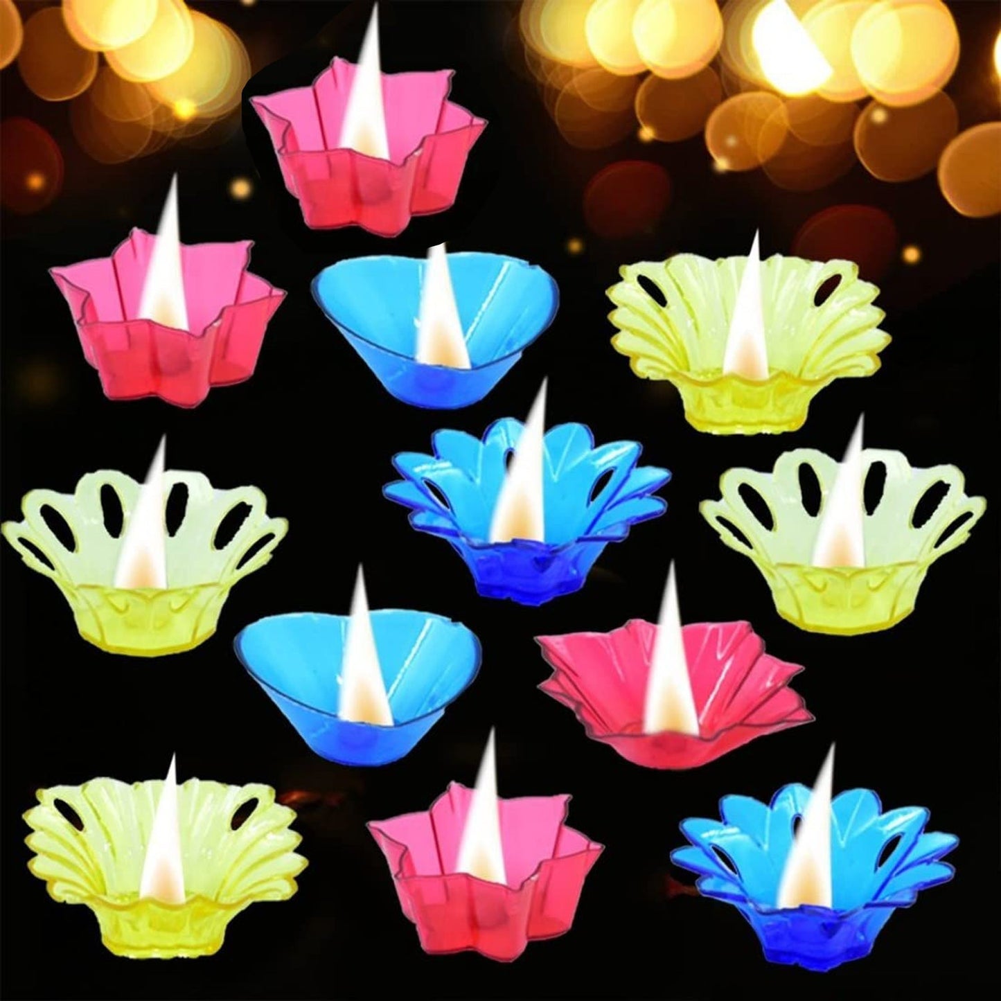 6320 Magical Reflection Diya Set With 6 Attractive Design Cup Set Of 12 Pieces Wukusy