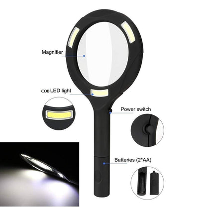 1573 Magnifying Glass With 3 Led Light 3x Power And Rubberized Handle Wukusy