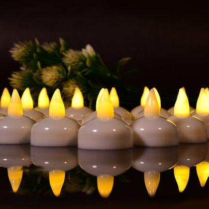 6432 Set Of 12 Flameless Floating Candles Battery Operated Tea Lights Tealight Candle - Decorative Wedding. Wukusy