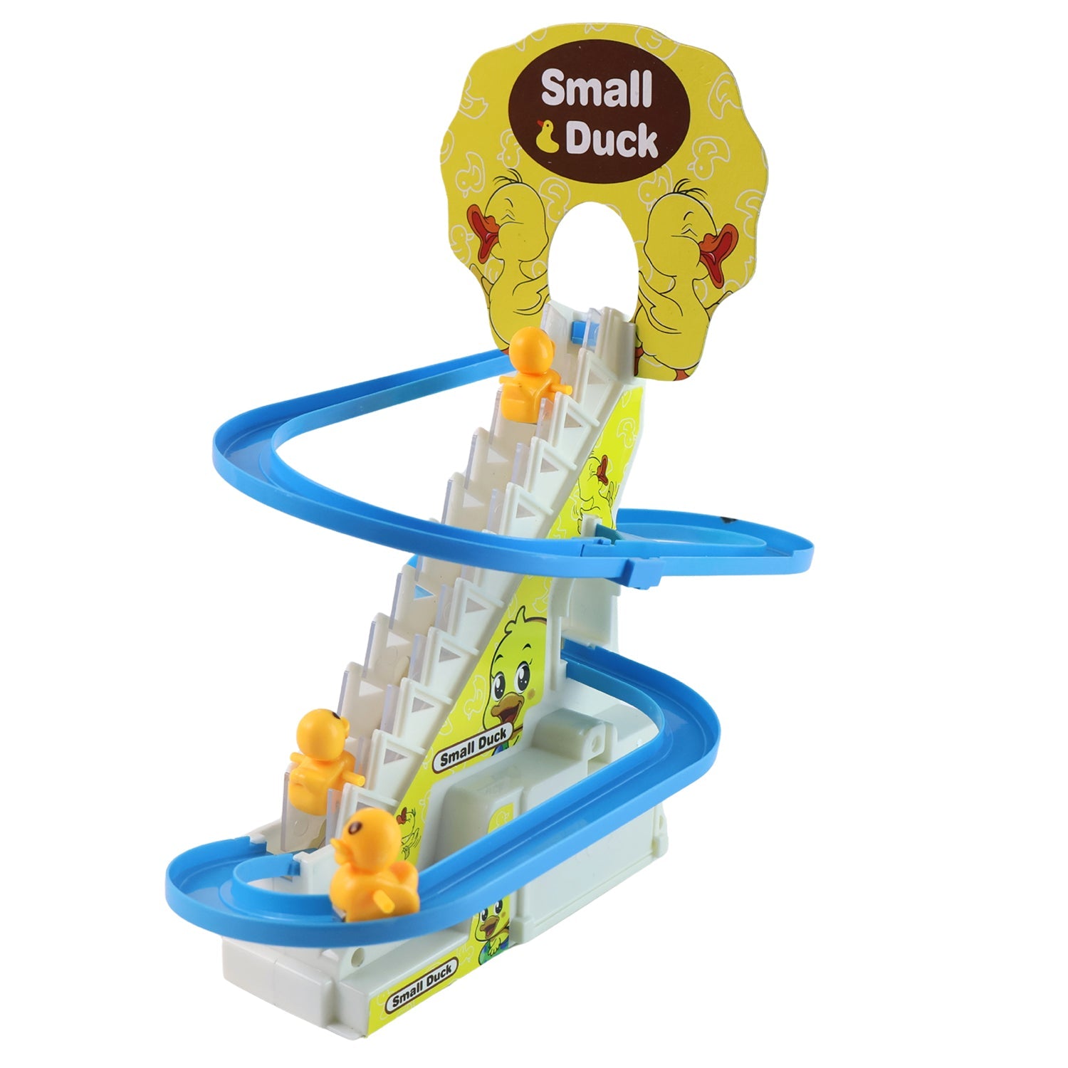 Lala Small Duck Climb Stairs Toy Roller Coaster With Flashing Lights  Music (3 Ducks) Wukusy