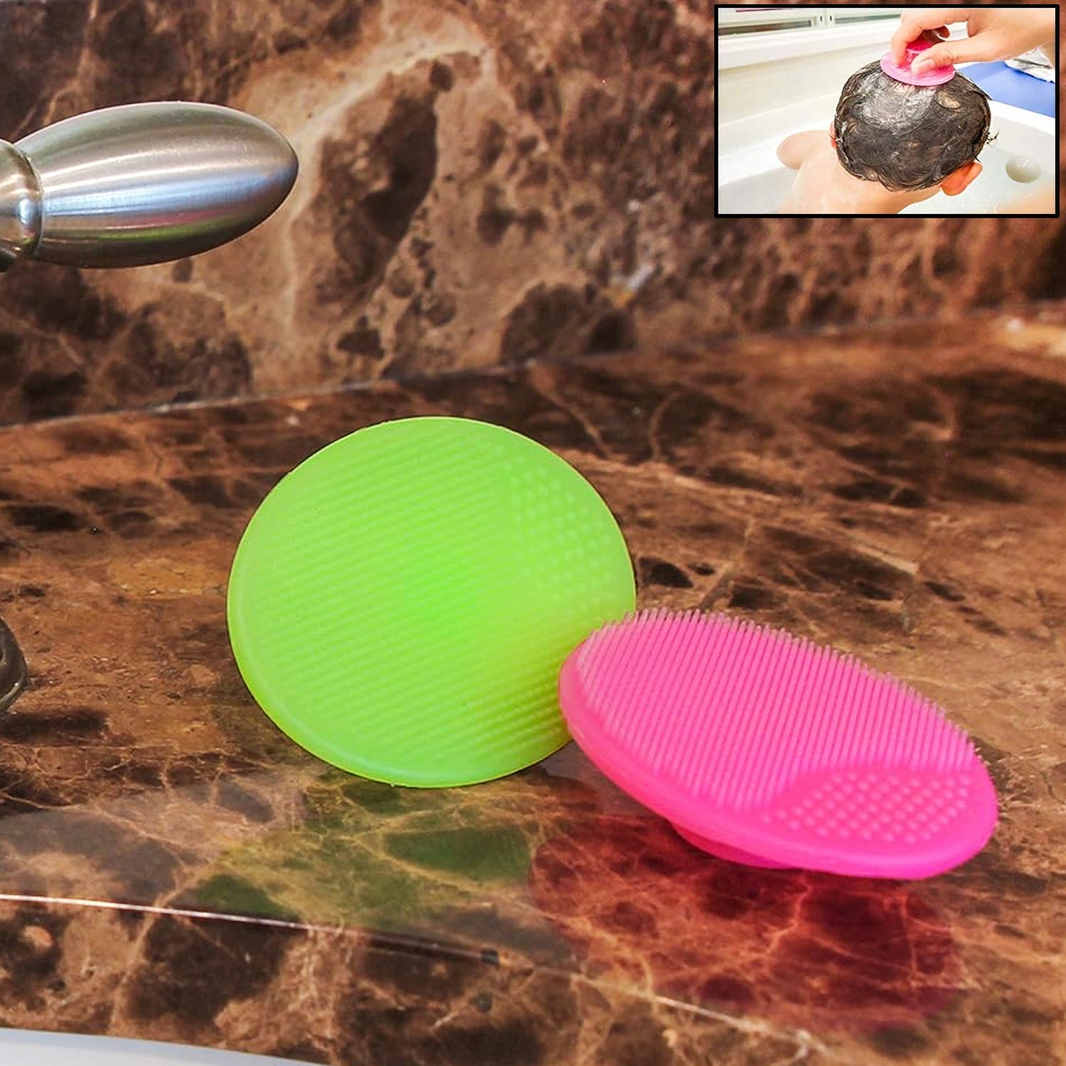 Bath  Facial Cleansing Brush Soft Silicone Face Scrubber (2 Pc Set) Wukusy