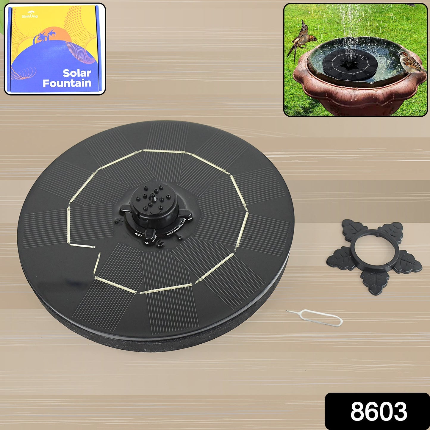 Fast Fountain By Pocket Hose - Solar-powered - Instantly Adds A Water Feature Virtually Anywhere - 5 Spray Modes - No Installation Or Batteries Required - Great For Bird Baths Pools Pond  More (1 Pc) Wukusy