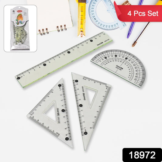 4-piece Geometry Set Triangle Ruler Protractor Straight Ruler Wukusy