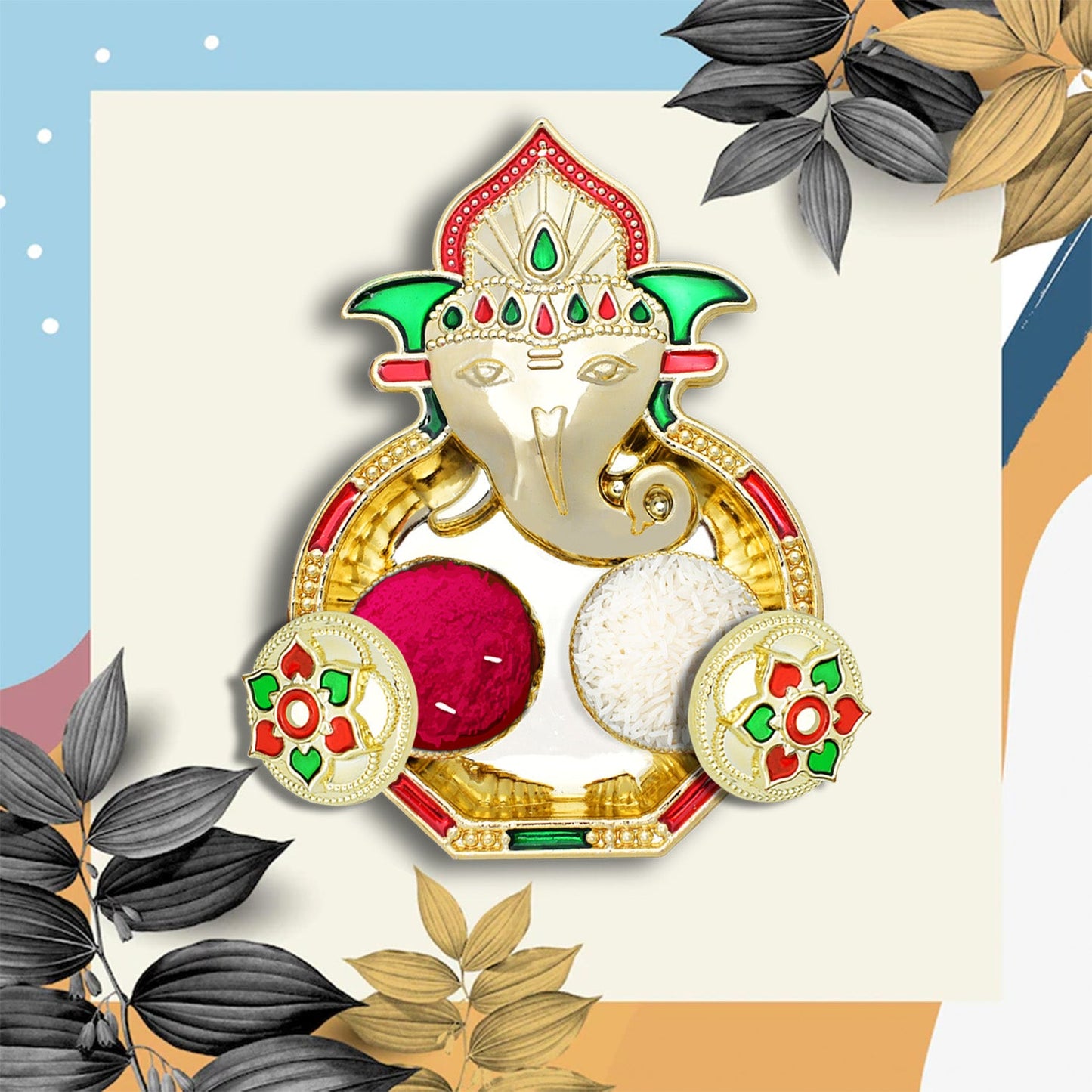 5998 Ganesha Shaped Haldi Kumkum Thali Holder Pooja Return Gift Indian Housewarming Gifts Shivratri Wedding Favor Navarathri Favors Baby Shower Janmashtami Rakasha Bandhan Special Wukusy