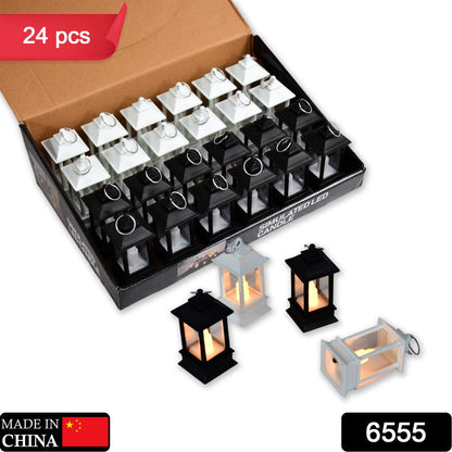 6555 Classic Style Lantern With Artificial Rustic Battery-operated Flameless Candle Light For Home Decoration - Good For Indoor  Outdoor Use (Pack Of 24) Wukusy