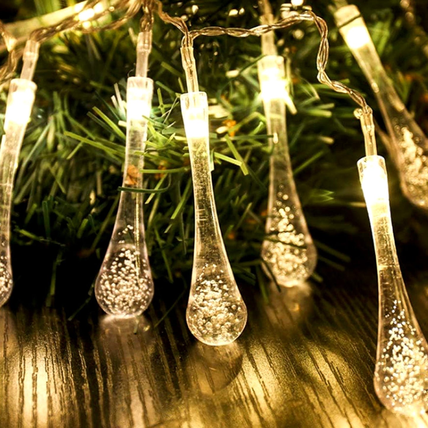 Decorative Led Lighting Chain With Crystal Water Drop Bulbs Approx 3 Mtr (1 Pc) Wukusy