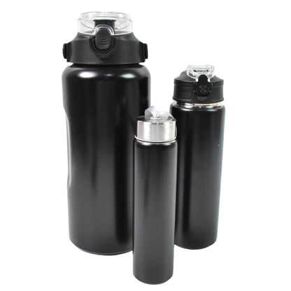 3 In 1 Stainless Steel Insulated Water Bottle Double Wall Vacuum (3 Pcs Set  Different Size) Wukusy