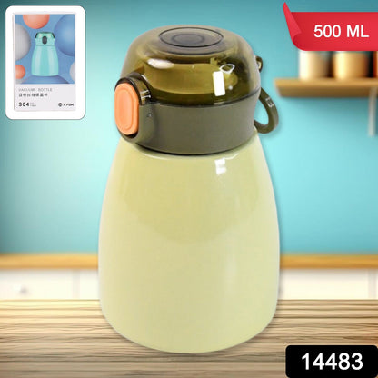 Vacuum Insulation Flask Bottle With Straw For Sports Adult Children (Approx 480ml) Wukusy