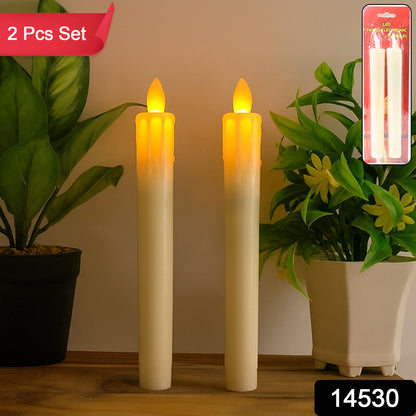 Set Of 2 Led Flameless Taper Candles
