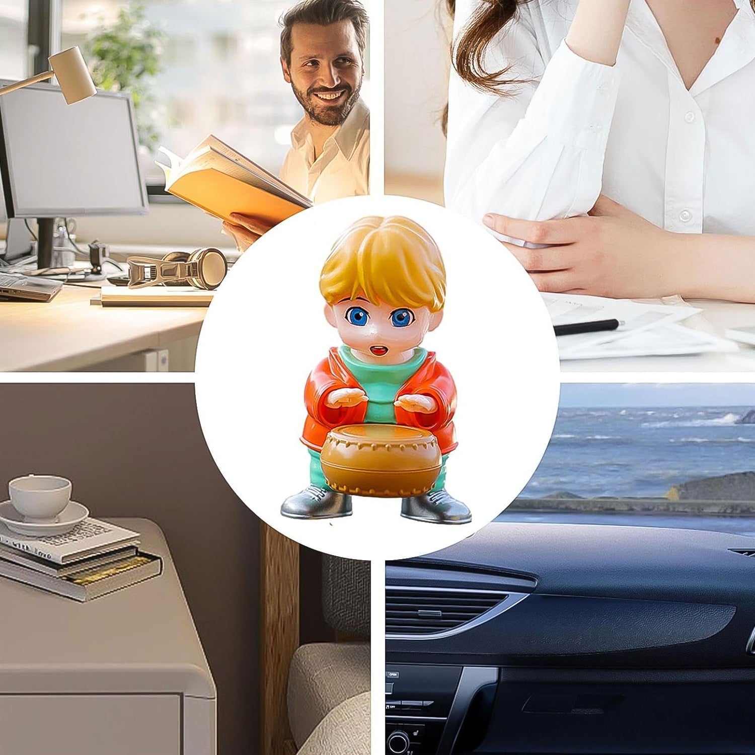 Creative Solar Drummer Car Aromatherapy Solar Powered Car Air Freshener (1 Pc) Wukusy