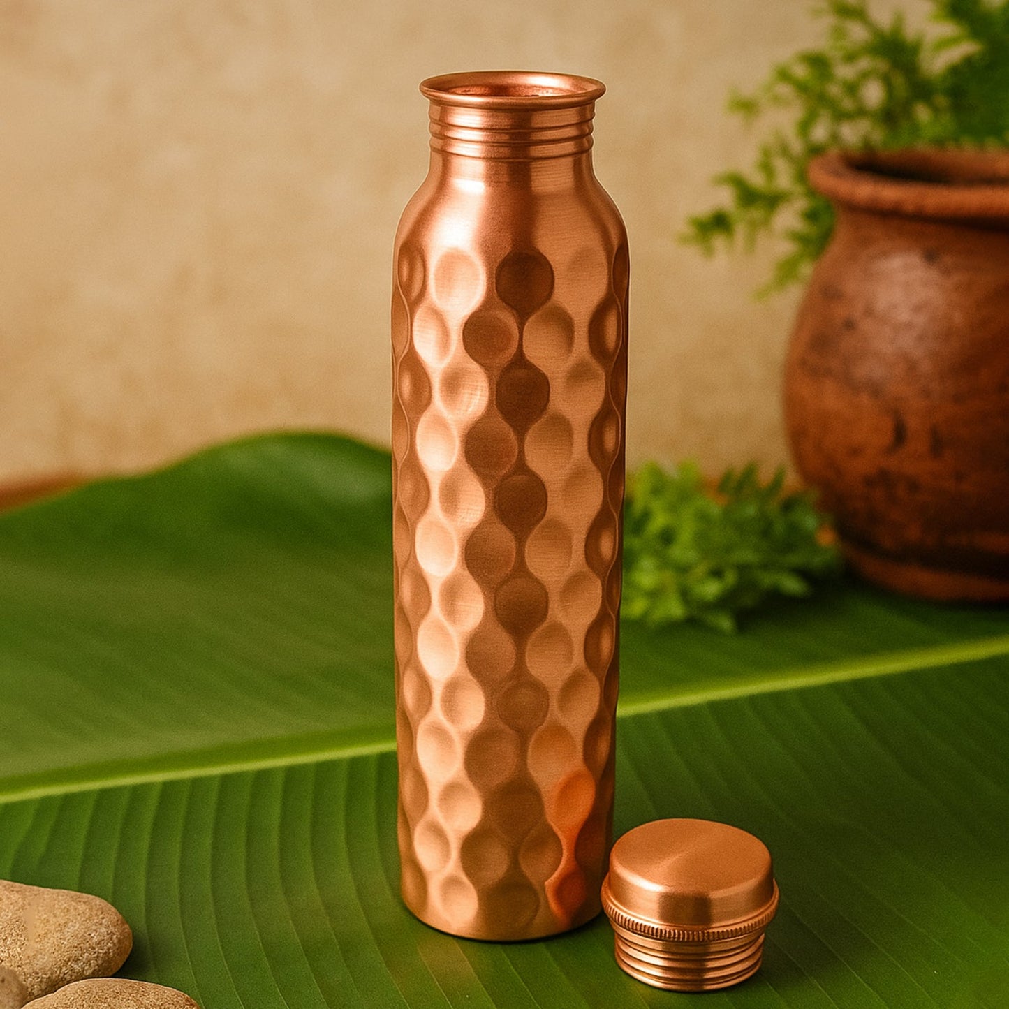 Copper Water Bottle 2 Glasses With Gift Box (3 Pcs Set) Wukusy