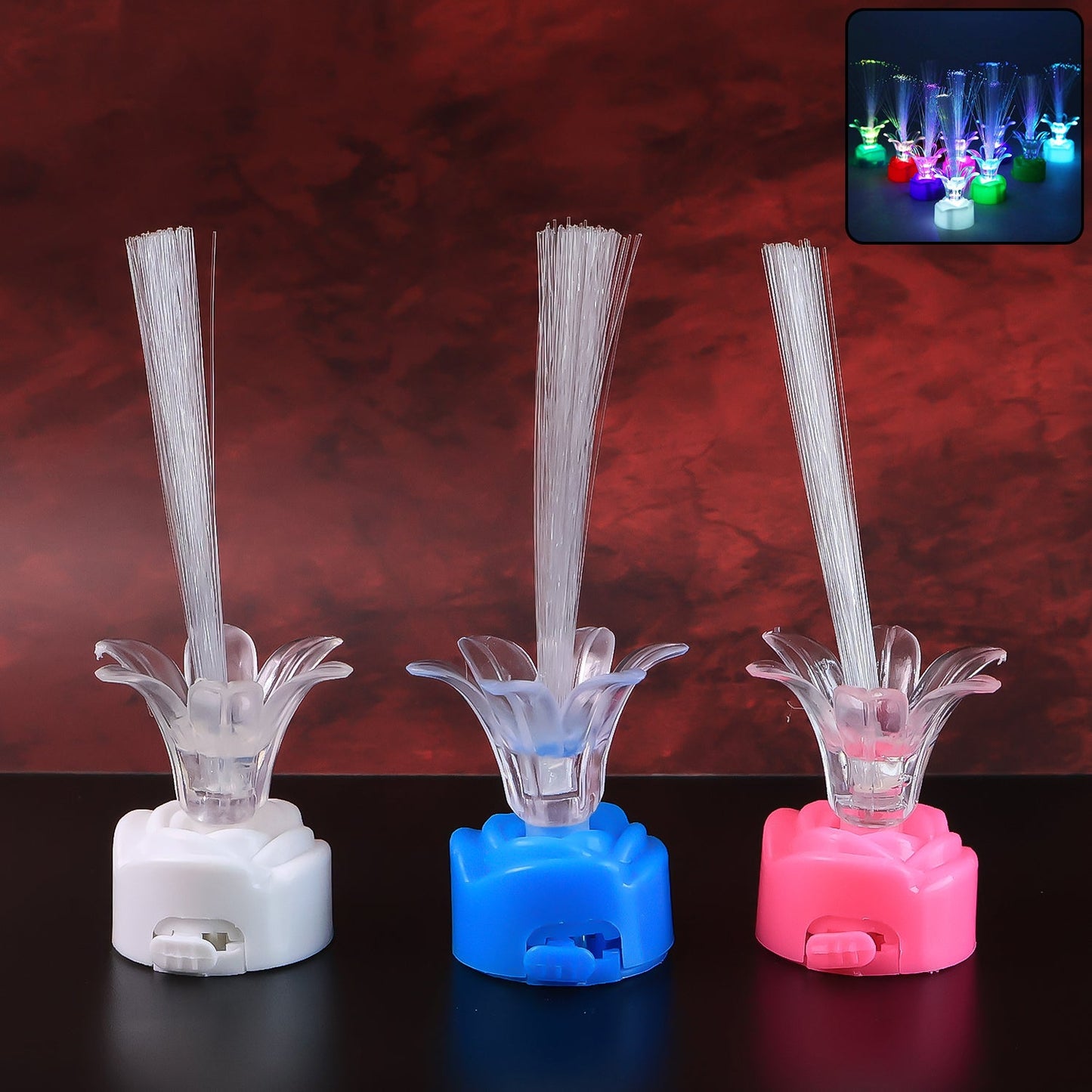 Multi-color Led Fiber Optic Flower Night Lamps (Mix Color  3 Pc) Wukusy