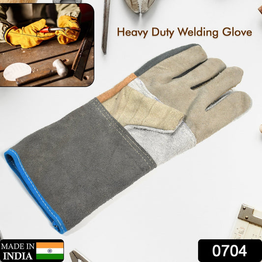 Industrial Heavy Duty Welding Leather Glove With Inner Lining Heat And Abrasion Resistance Glove (1 Pc ) Wukusy