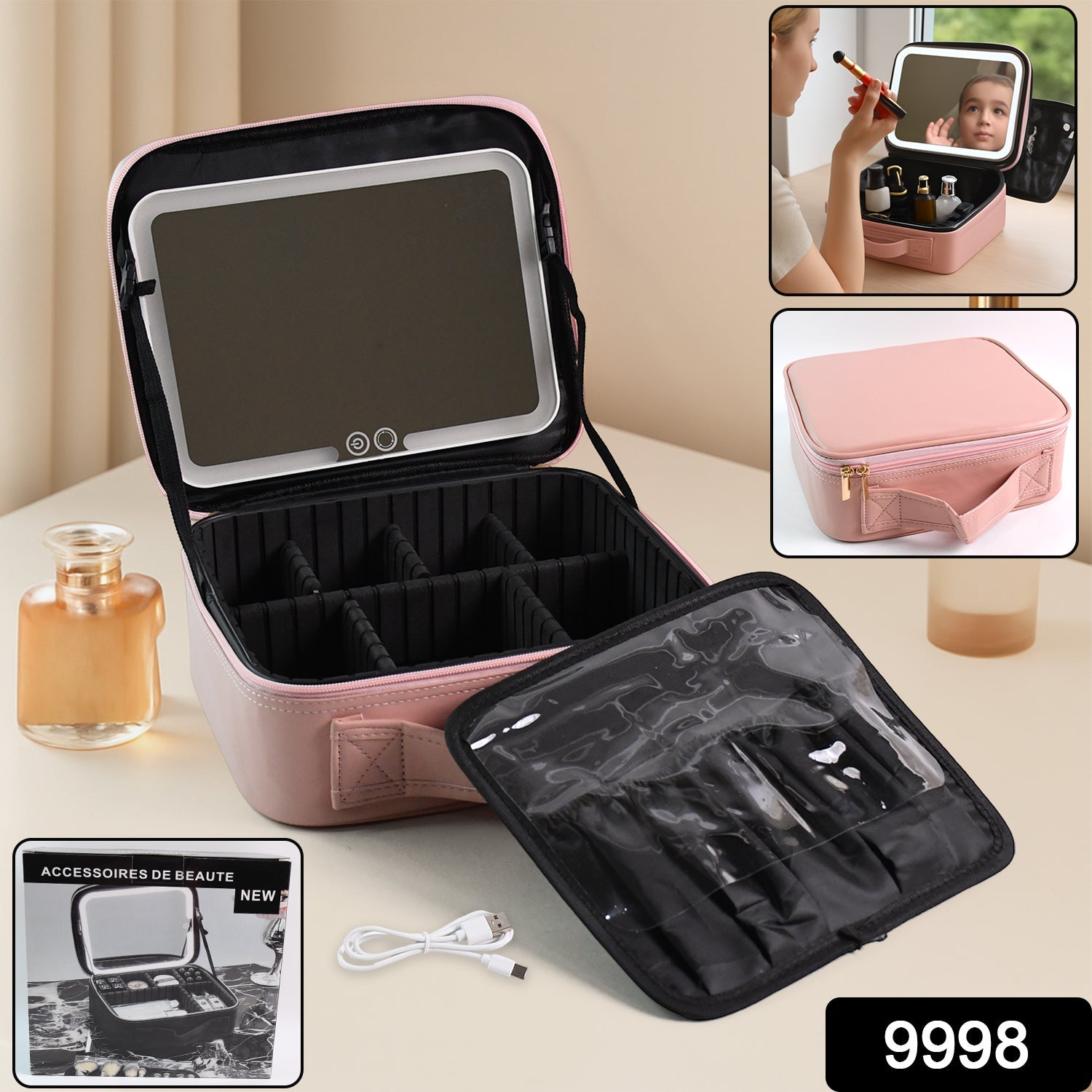 VanityMate - Premium Led Light Makeup Organizer Box Wukusy