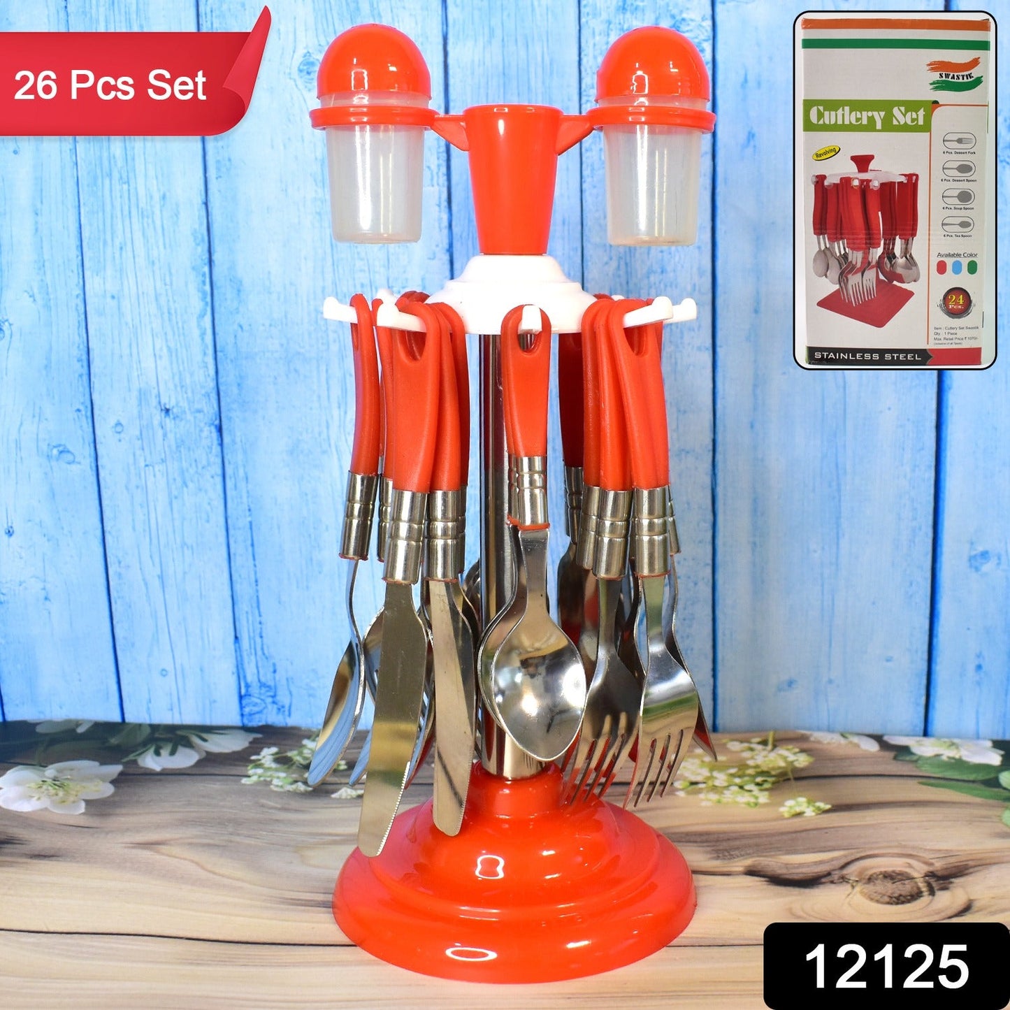 Luxury Cutlery Set For Dining Table Stainless Steel 26-piece Set With Stand (1 Set Wukusy