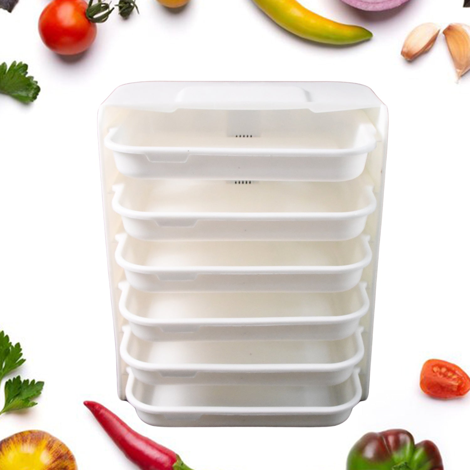 Plastic 6 Layer Wall-mounted Food Organizer Rack (1 Set) Wukusy