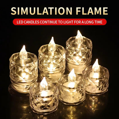 24 Pcs Flameless And Smokeless Decorative Acrylic Candles Transparent Led Tea Light Candle For Gifting House Diwali Christmas Festival Events Decor Candles Wukusy