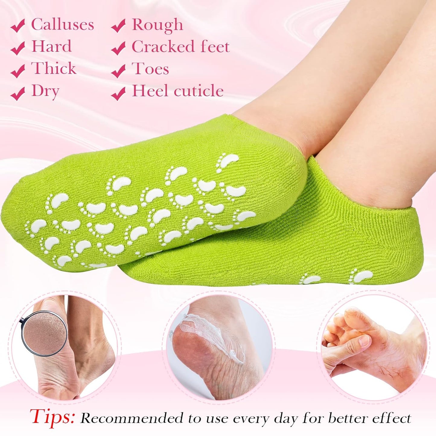 0520 Gel Socks Soft Socks For Repairing And Softening Dry Cracked Feet Skins Comfortable Socks (1 Pair) Wukusy