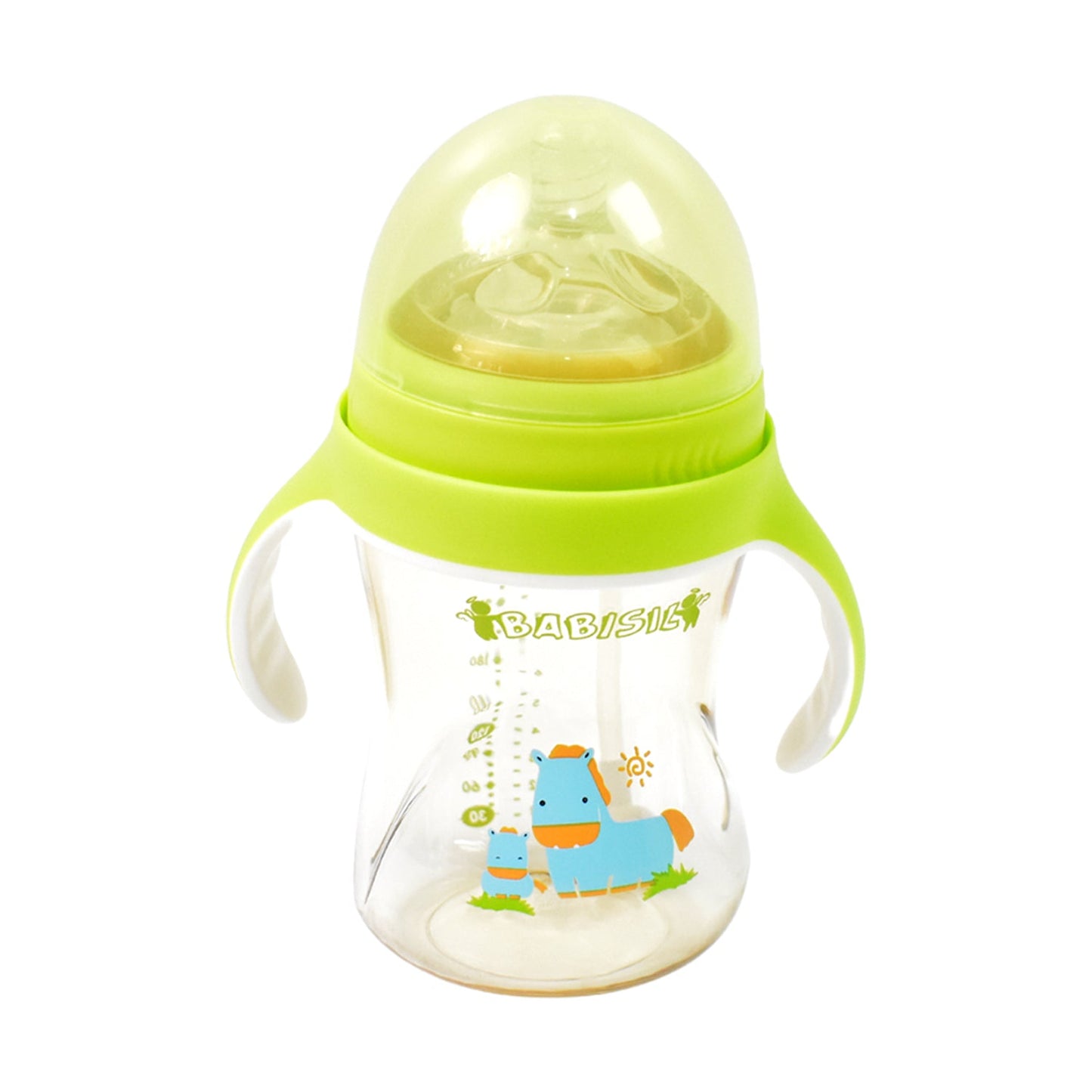 Plastic Baby Feeding Bottle With Handles Straw (300 Ml  1 Pc) Wukusy