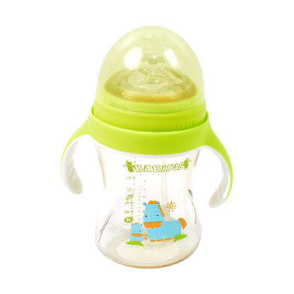 Plastic Baby Feeding Bottle With Handles Straw (300 Ml  1 Pc) Wukusy