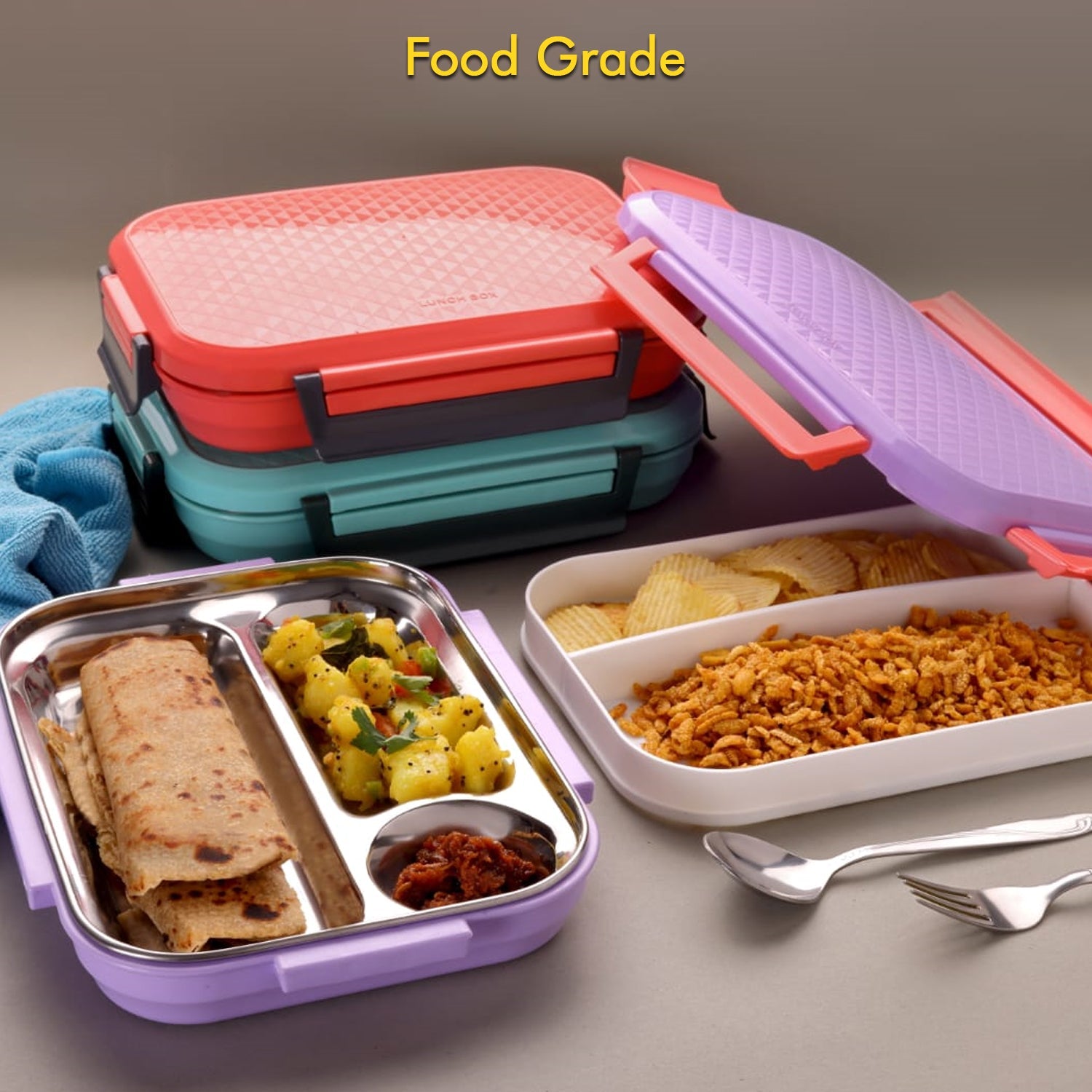 Lunch Box Plastic With Steel Plate Small Lunch Box High Quality Box For Kids School Customized Plastic Lunch Box For Girls  Boy Wukusy
