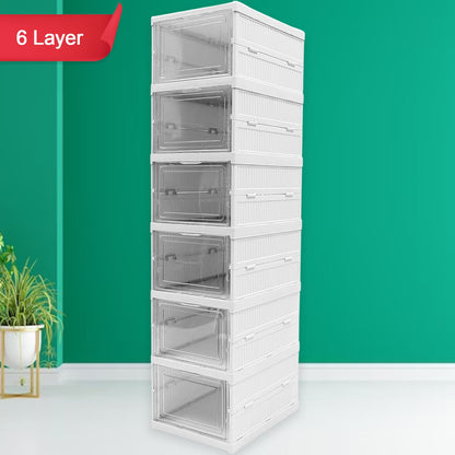 Stackable Multifunctional Storage For Clothes Foldable Drawer Shelf Basket Utility Cart Rack Storage Organizer Cart For Kitchen Pantry Closet Bedroom Bathroom Laundry (6  Layer 1 Pc) Wukusy